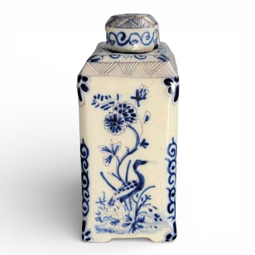 fig 3. Antique Dutch Delft Blue & White Tea Caddy, Chinoiserie, 18th C.