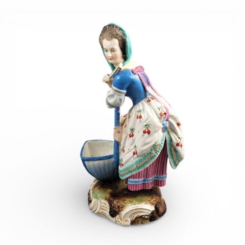 EARLY 19TH CENTURY LIMBACH PORCELAIN FIGURE WOMAN WITH BASKET - ADDITIONAL PHOTO 1