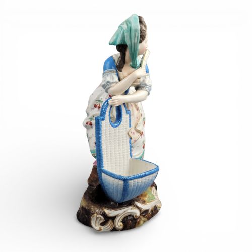 EARLY 19TH CENTURY LIMBACH PORCELAIN FIGURE WOMAN WITH BASKET - ADDITIONAL PHOTO 2