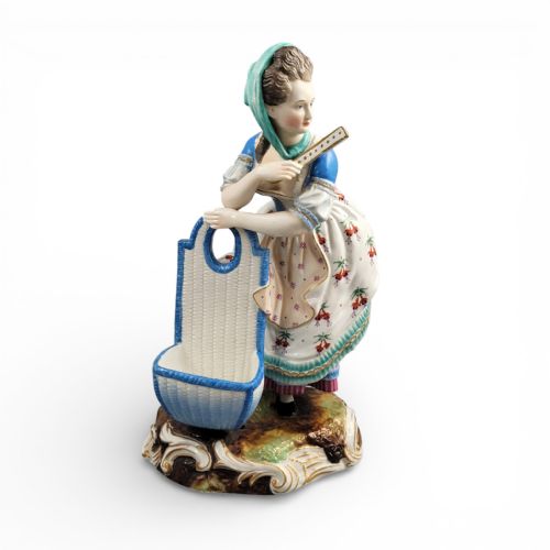 EARLY 19TH CENTURY LIMBACH PORCELAIN FIGURE WOMAN WITH BASKET - ADDITIONAL PHOTO 8