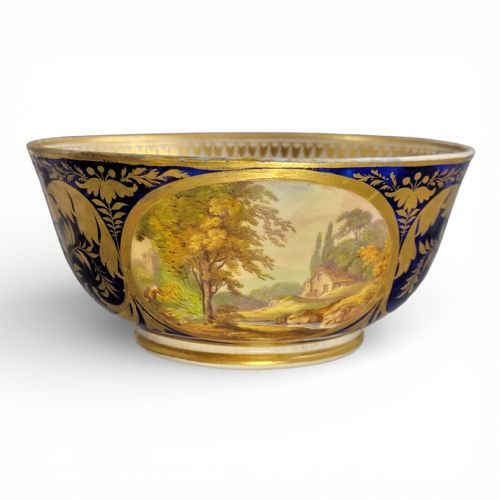 LATE GEORGIAN DERBY PORCELAIN CABINET BOWL WITH TITLED LANDSCAPES C1800 - ADDITIONAL PHOTO 2