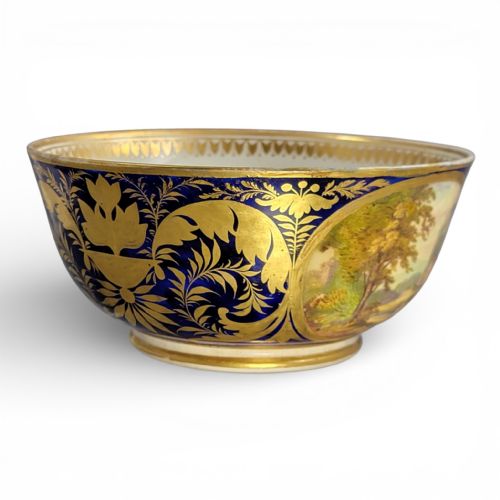 LATE GEORGIAN DERBY PORCELAIN CABINET BOWL WITH TITLED LANDSCAPES C1800 - ADDITIONAL PHOTO 4