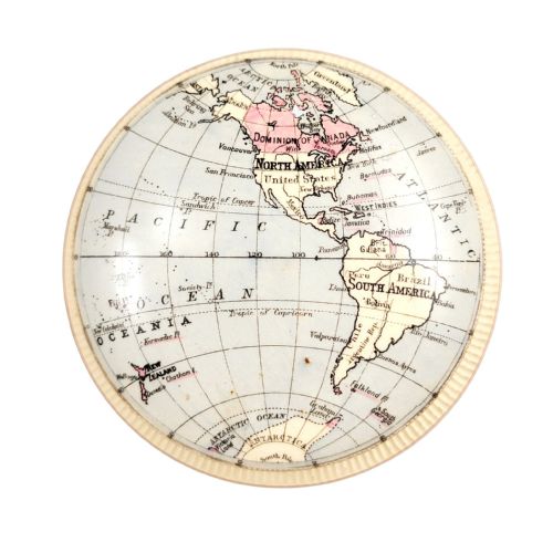 VICTORIAN MACINTYRE PORCELAIN MAP PAPERWEIGHT WESTERN HEMISPHERE 1889 - ADDITIONAL PHOTO 1