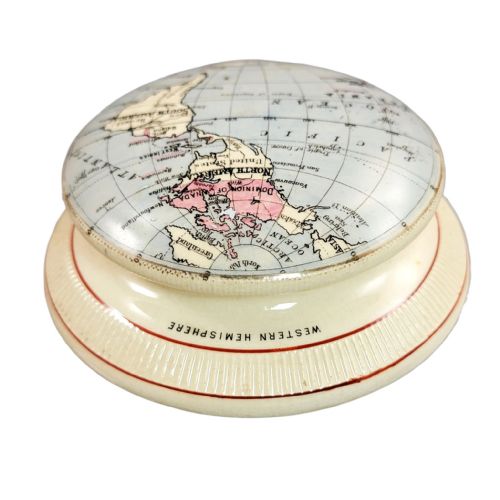 VICTORIAN MACINTYRE PORCELAIN MAP PAPERWEIGHT WESTERN HEMISPHERE 1889 - ADDITIONAL PHOTO 5