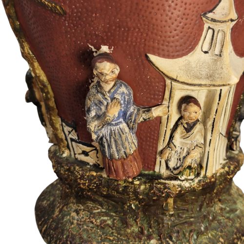 LARGE CONTINENTAL MAIOLICA CHINOISERIE VASE WITH COVER C18601880 - ADDITIONAL PHOTO 1