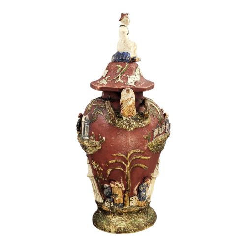 LARGE CONTINENTAL MAIOLICA CHINOISERIE VASE WITH COVER C18601880 - ADDITIONAL PHOTO 7