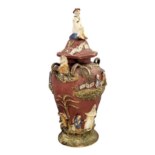 LARGE CONTINENTAL MAIOLICA CHINOISERIE VASE WITH COVER C18601880 - ADDITIONAL PHOTO 8