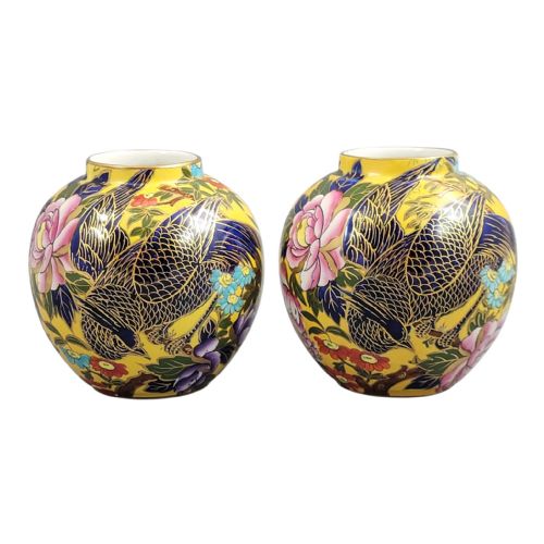 MASONS PATENT IRONSTONE POSY VASES WITH EXOTIC BIRD CIRCA 1915 - ADDITIONAL PHOTO 4
