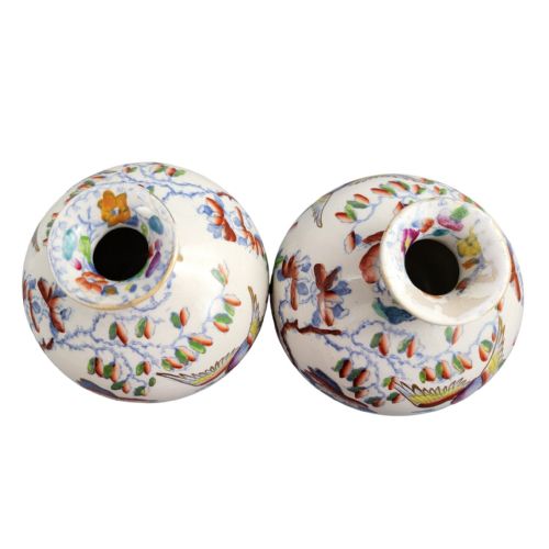 PAIR OF MASONS IRONSTONE POSY VASES BIRD AND PEONY C1900 - ADDITIONAL PHOTO 5