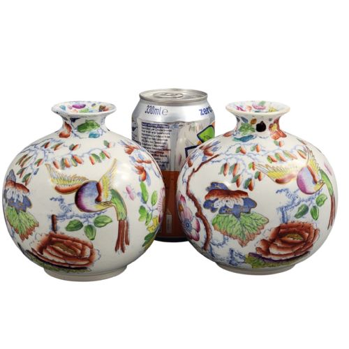 PAIR OF MASONS IRONSTONE POSY VASES BIRD AND PEONY C1900 - ADDITIONAL PHOTO 11