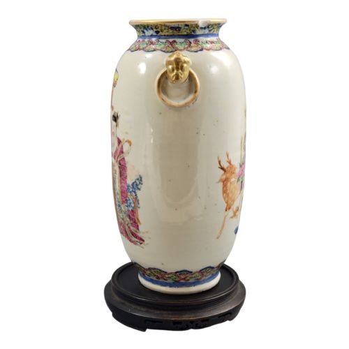 CHINESE FAMILLE ROSE VASE WITH MAGU AND SHOULAO JINGDEZHEN LATE QING C 1870 - ADDITIONAL PHOTO 1