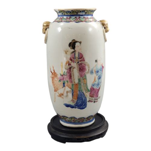 CHINESE FAMILLE ROSE VASE WITH MAGU AND SHOULAO JINGDEZHEN LATE QING C 1870 - ADDITIONAL PHOTO 2