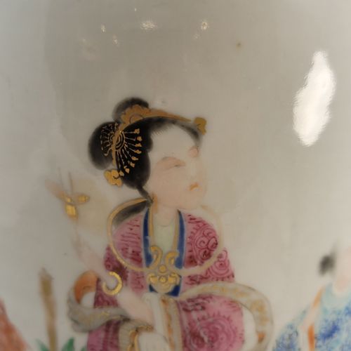 CHINESE FAMILLE ROSE VASE WITH MAGU AND SHOULAO JINGDEZHEN LATE QING C 1870 - ADDITIONAL PHOTO 7