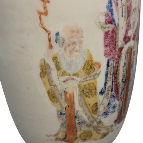 CHINESE FAMILLE ROSE VASE WITH MAGU AND SHOULAO JINGDEZHEN LATE QING C 1870 - ADDITIONAL PHOTO 9