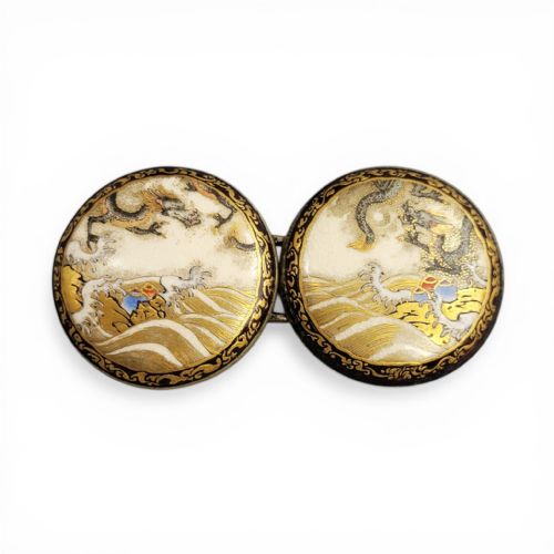 Japanese Satsuma Belt Buckle with Dragons, Meiji Period, C.1900