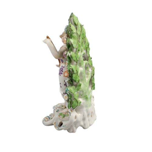 fig 2. A 19th-century Samson porcelain figurine depicting Venus and Cupid standing in front of a floral leaf bocage on a gilded scroll base.