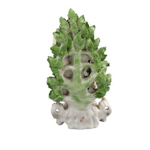 fig 3. A 19th-century Samson porcelain figurine depicting Venus and Cupid standing in front of a floral leaf bocage on a gilded scroll base.