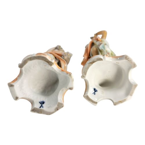 fig 1. A pair of late 18th-century Volkstedt painted porcelain allegorical figures on ornate gilded scrollwork bases.