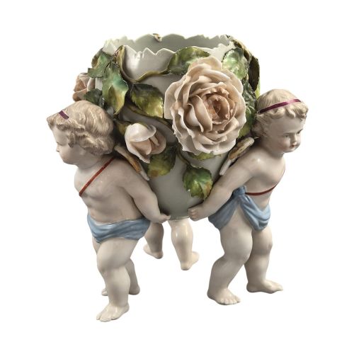 SITZENDORF PORCELAIN EGG VASE WITH CHERUBS GERMANY C18841902 - ADDITIONAL PHOTO 1