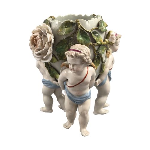 SITZENDORF PORCELAIN EGG VASE WITH CHERUBS GERMANY C18841902 - ADDITIONAL PHOTO 4