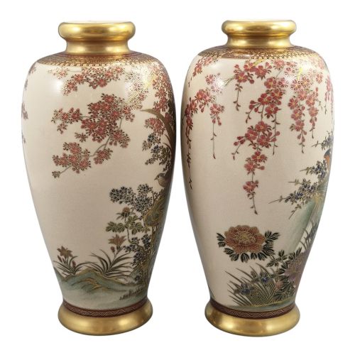 PAIR OF FINE JAPANESE SATSUMA VASES BY MANPEI KOBE EARLY SHOWA PERIOD - ADDITIONAL PHOTO 4
