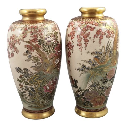 PAIR OF FINE JAPANESE SATSUMA VASES BY MANPEI KOBE EARLY SHOWA PERIOD - ADDITIONAL PHOTO 5