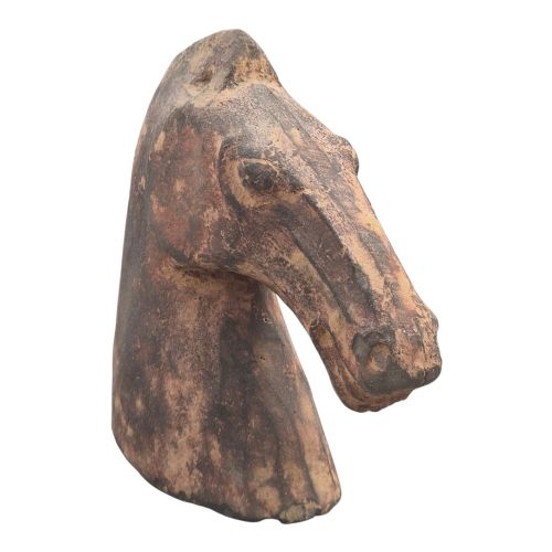 CHINESE HAN DYNASTY TYPE PAINTED TERRACOTTA HORSE HEAD MINGQI TOMB FIGURE - ADDITIONAL PHOTO 1
