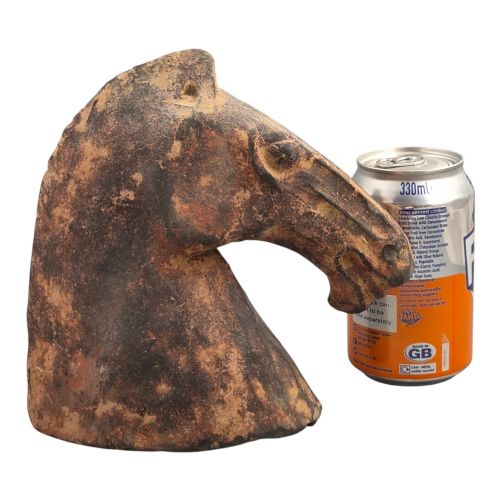 CHINESE HAN DYNASTY TYPE PAINTED TERRACOTTA HORSE HEAD MINGQI TOMB FIGURE - ADDITIONAL PHOTO 12