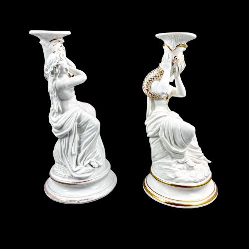 PAIR OF VICTORIAN PORCELAIN FIGURAL CANDLESTICKS POSSIBLY SUTHERLAND SONS STAFFORDSHIRE - ADDITIONAL PHOTO 1