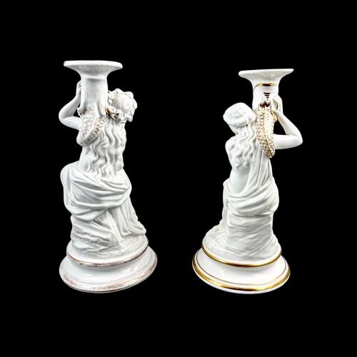 PAIR OF VICTORIAN PORCELAIN FIGURAL CANDLESTICKS POSSIBLY SUTHERLAND SONS STAFFORDSHIRE - ADDITIONAL PHOTO 2