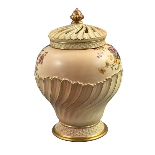 ROYAL WORCESTER BLUSH IVORY POTPOURRI JAR AND COVER SHAPE 1720 1903 - ADDITIONAL PHOTO 2