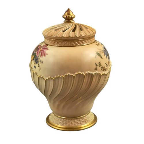 ROYAL WORCESTER BLUSH IVORY POTPOURRI JAR AND COVER SHAPE 1720 1903 - ADDITIONAL PHOTO 4