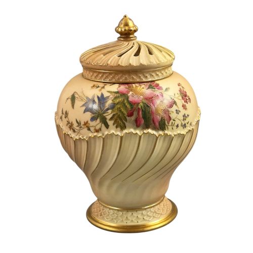ROYAL WORCESTER BLUSH IVORY POTPOURRI JAR AND COVER SHAPE 1720 1903 - ADDITIONAL PHOTO 5
