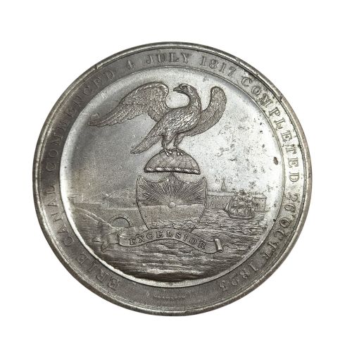 fig 2. Erie Canal completion white metal medal by Sir Edward Thomason, c.1826