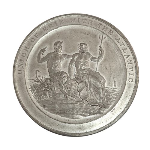 fig 4. Erie Canal completion white metal medal by Sir Edward Thomason, c.1826