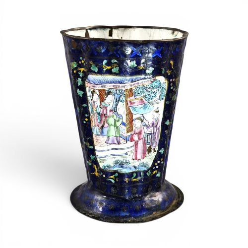 Chinese Canton Enamel on Copper Vessel, Qing Dynasty, Late 18th Century