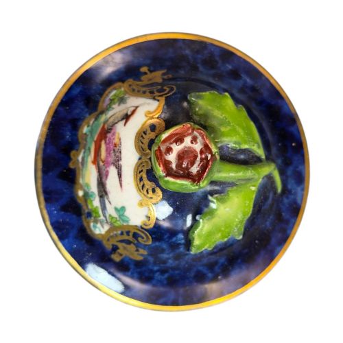 BOOTHS SILICON CHINA COVERED VASE WITH EXOTIC BIRDS ON SCALE BLUE GROUND C1900 - ADDITIONAL PHOTO 8
