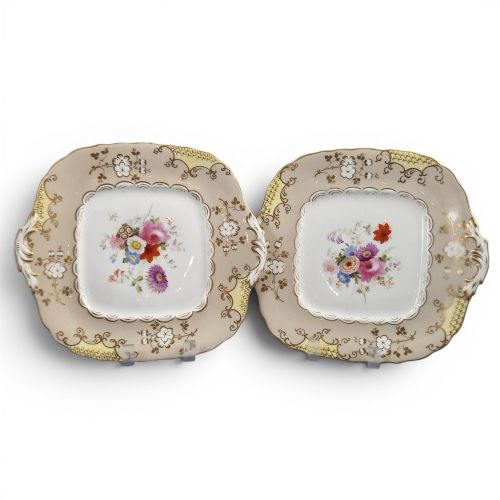 Coalport floral dessert dishes with collector's Aston attribution, c.1835–1845