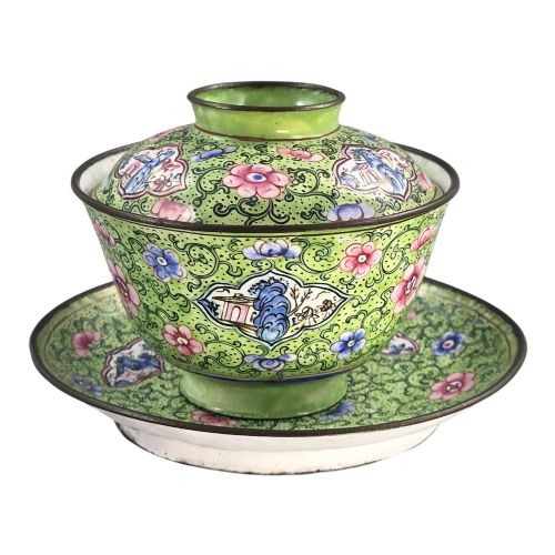 CHINESE CANTON ENAMEL GAIWAN TEA SET QING DYNASTY C 18501860 - ADDITIONAL PHOTO 1