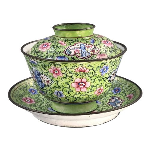 CHINESE CANTON ENAMEL GAIWAN TEA SET QING DYNASTY C 18501860 - ADDITIONAL PHOTO 5