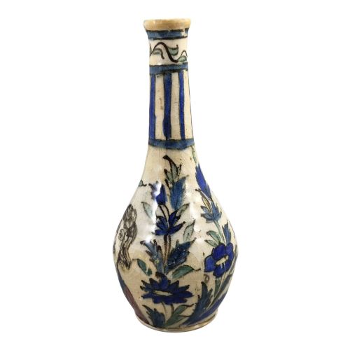 PERSIAN QAJAR POTTERY BOTTLE VASE WITH PORTRAIT DECORATION IRAN C18501880 - ADDITIONAL PHOTO 1
