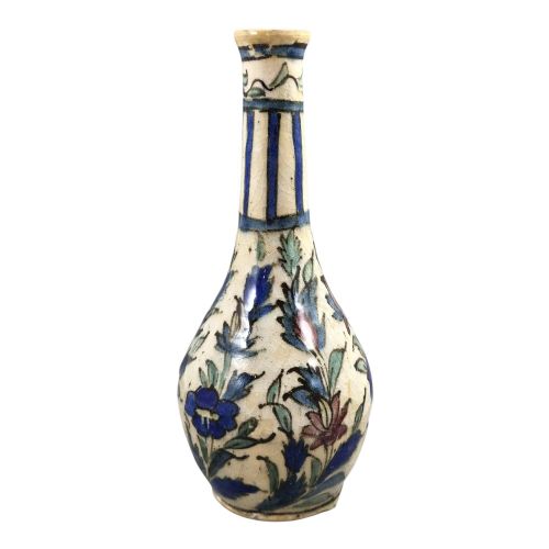 PERSIAN QAJAR POTTERY BOTTLE VASE WITH PORTRAIT DECORATION IRAN C18501880 - ADDITIONAL PHOTO 2