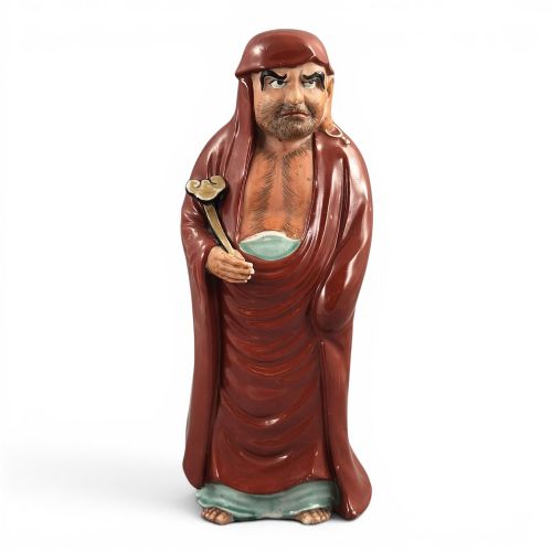 LARGE KUTANI DARUMA OKIMONO PORCELAIN FIGURE OF BODHIDHARMA