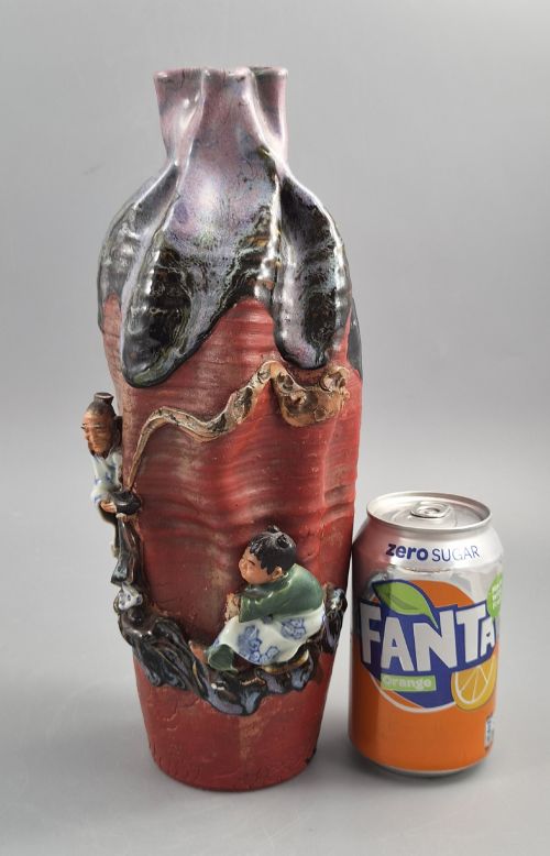 JAPANESE SUMIDA GAWA VASE SIGNED BANNI SAGE AND KARAKO LAVENDER FLAMB MEIJI C 1900 - ADDITIONAL PHOTO 12