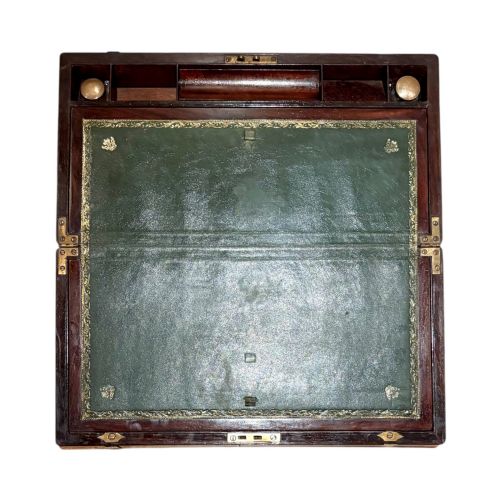 LARGE VICTORIAN MAHOGANY BRASS BOUND CAMPAIGN WRITING SLOPE WITH WORKING KEY - ADDITIONAL PHOTO 1