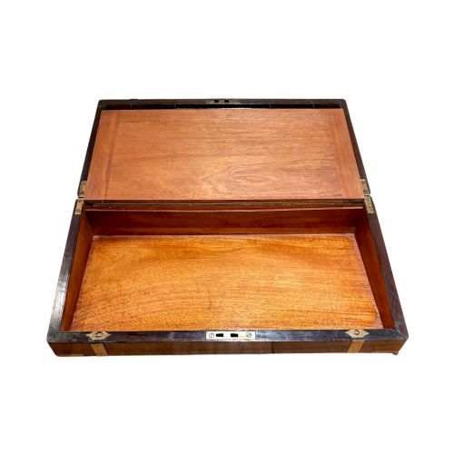 LARGE VICTORIAN MAHOGANY BRASS BOUND CAMPAIGN WRITING SLOPE WITH WORKING KEY - ADDITIONAL PHOTO 4