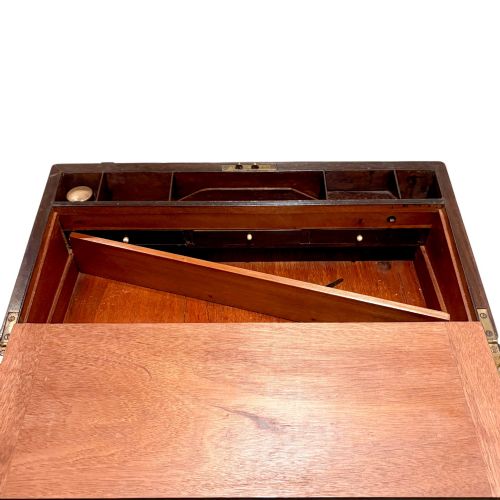 LARGE VICTORIAN MAHOGANY BRASS BOUND CAMPAIGN WRITING SLOPE WITH WORKING KEY - ADDITIONAL PHOTO 7