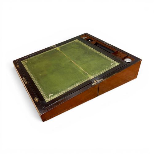VICTORIAN MAHOGANY BRASS INLAID WRITING SLOPE WITH SECRET DRAWERS - ADDITIONAL PHOTO 5