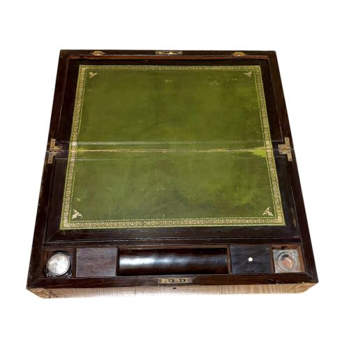 VICTORIAN MAHOGANY BRASS INLAID WRITING SLOPE WITH SECRET DRAWERS - ADDITIONAL PHOTO 7