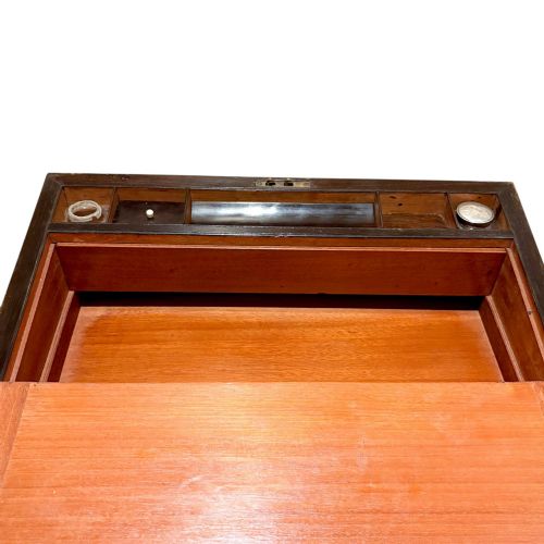 VICTORIAN MAHOGANY BRASS INLAID WRITING SLOPE WITH SECRET DRAWERS - ADDITIONAL PHOTO 8